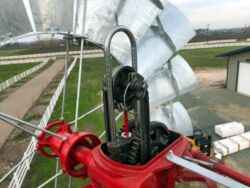 Metal bonnet removed to see inside inside windmill gearbox